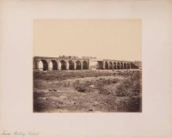 The actual image of a train on the first Thane bridge, taken between 1855 and 1862. (Courtesy: Tanna Railway Viaduct-Creator William Johnson-1855-1862 Source-SMU Libraries.) 